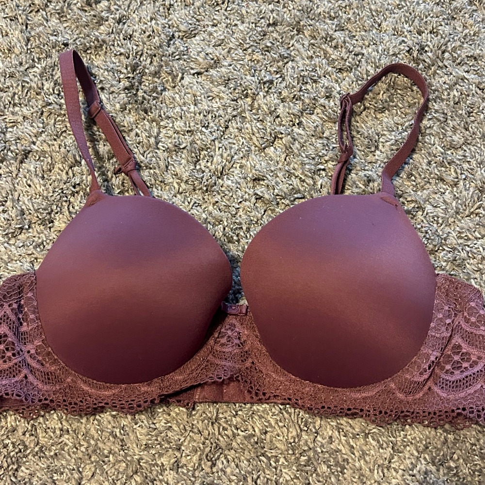 Auden The Daydream Lace Trim Light Lift T-Shirt Bra Burgundy 34B